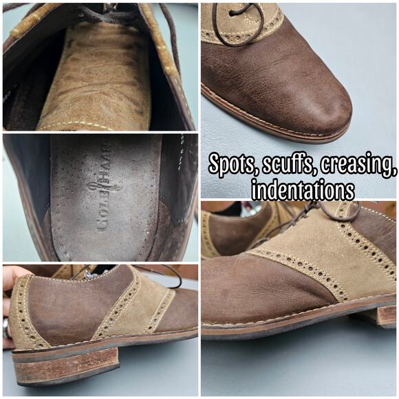 Two Tone Oxford Cole Haan Williams Size 9 Brown Leather Tan Suede Men's Dress - Picture 10 of 14